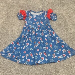 Laree + Co 4th of July ruffle short sleeve bamboo‎ dress 2T